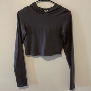 Garage Hooded Crop Top Long Sleeve Women’s. Size Small Color Smoke Gray
